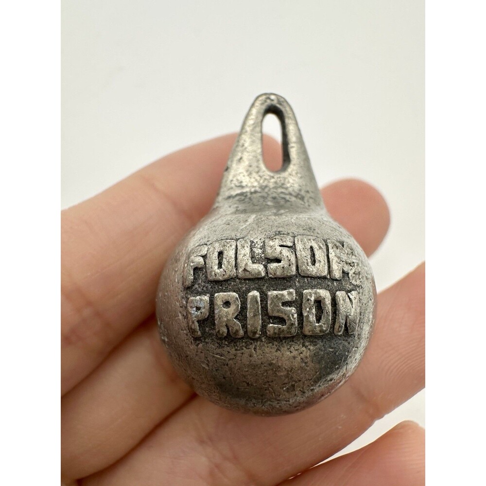 Vintage Folsom Prison Pewter Pendant or Keychain Charm - Silver Tone Johnny Cash